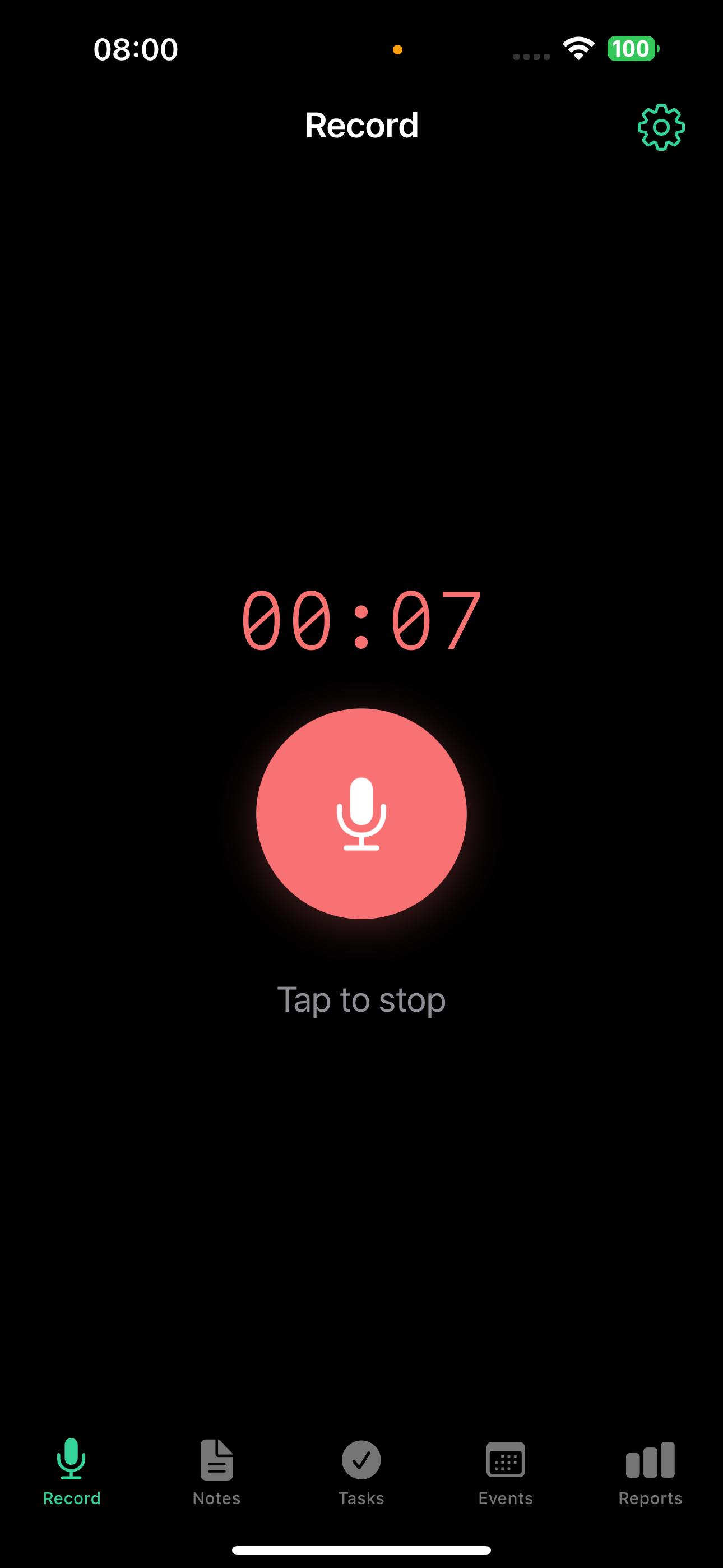 Active recording screen at 7 seconds