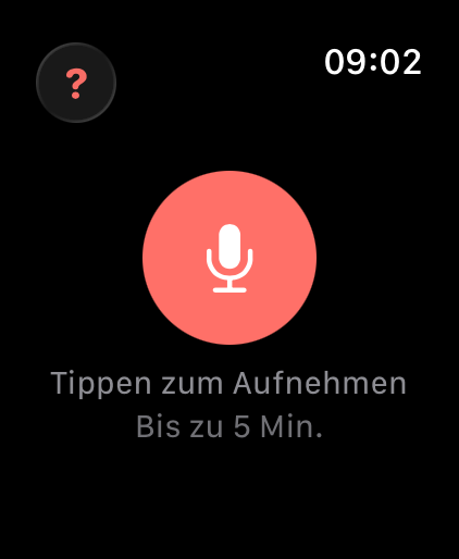Watch-App im Ruhezustand mit Mikrofon-Button