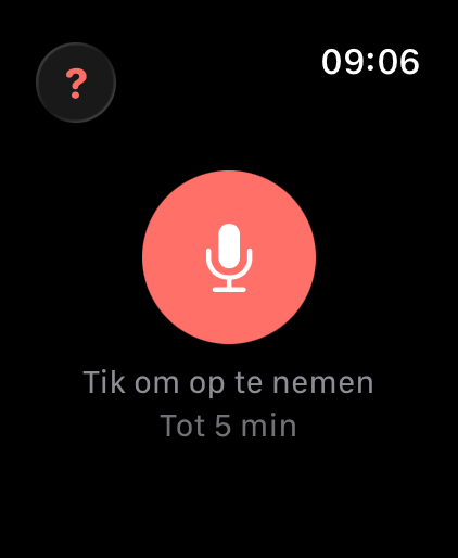 Watch-app inactief scherm met microfoonknop