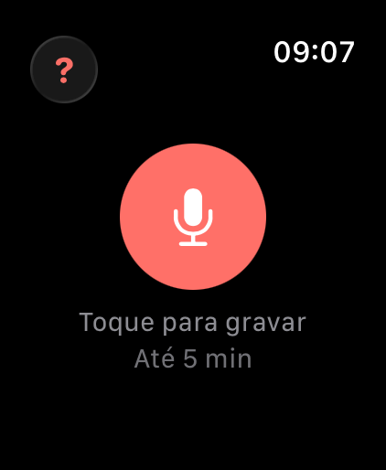 Tela inicial do app no Watch com botão do microfone
