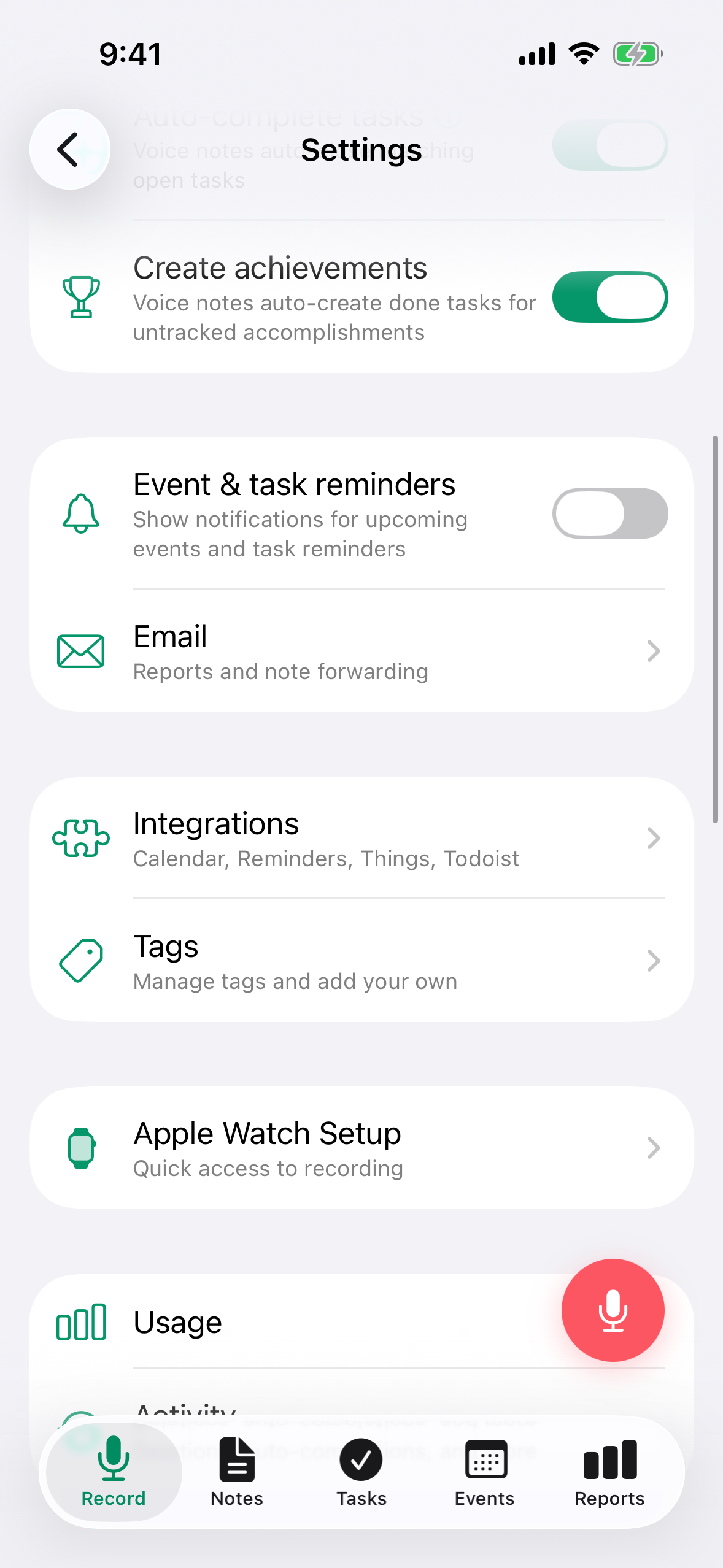 Ecranul de Setări pe iPhone care arată opțiunile de cont și de date