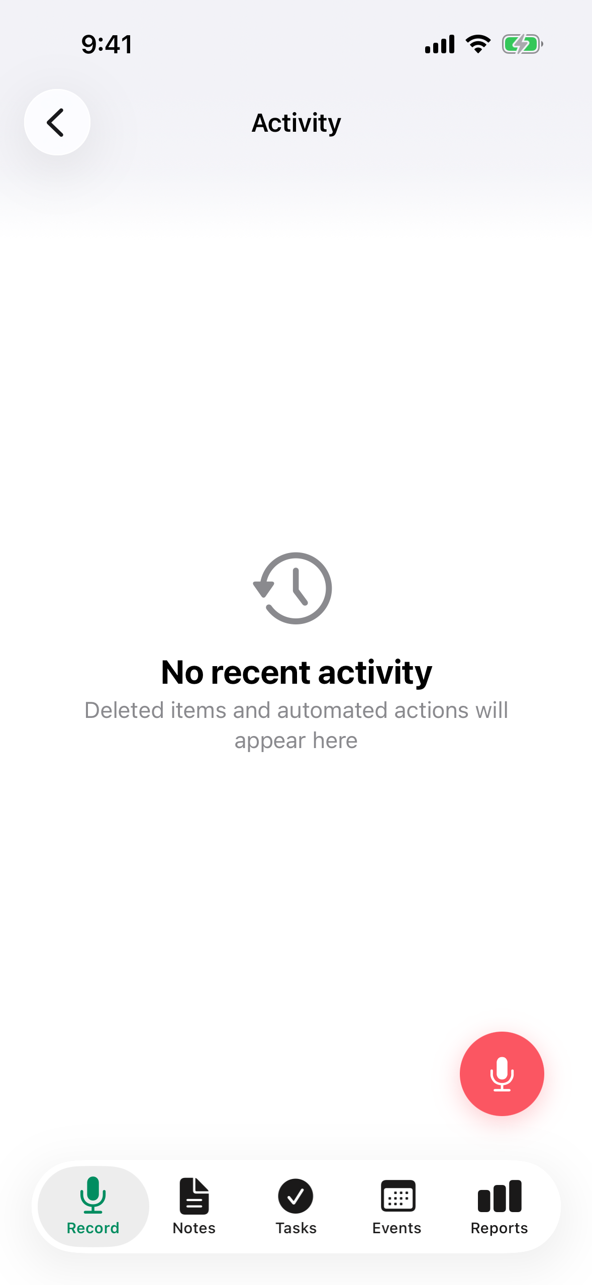 Prazno stanje ekrana Aktivnost na iPhone-u